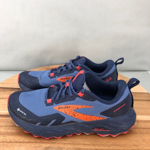 Brooks Cascadia 17 GTX Trail Running Shoes Waterproof Blue Orange Womens 7 B - Picture 3 of 8
